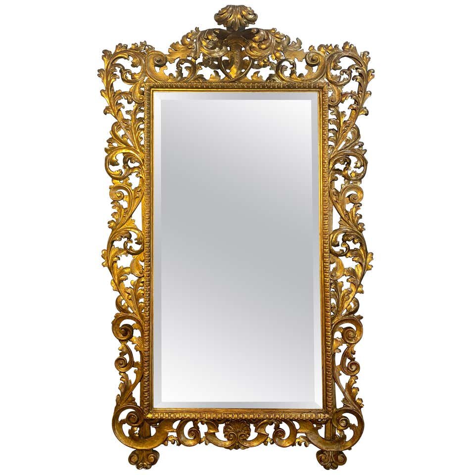 Baroque Wall Mirror XXL Mirror Black-Gold High Gloss 90x70 Antique Frame 