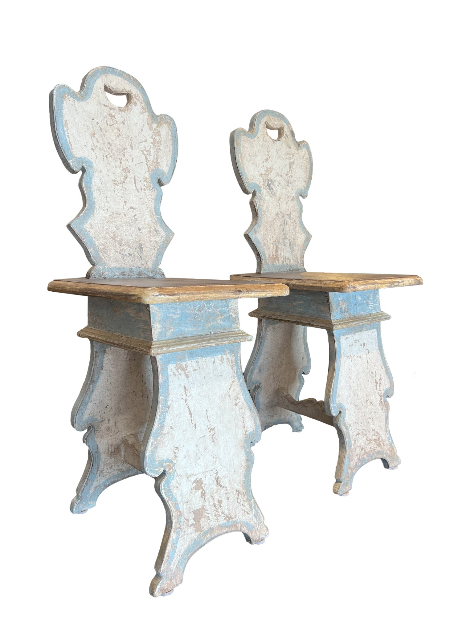 Italian 17th Century Style Pair of Tuscan "Sgabelli" Painted Stools