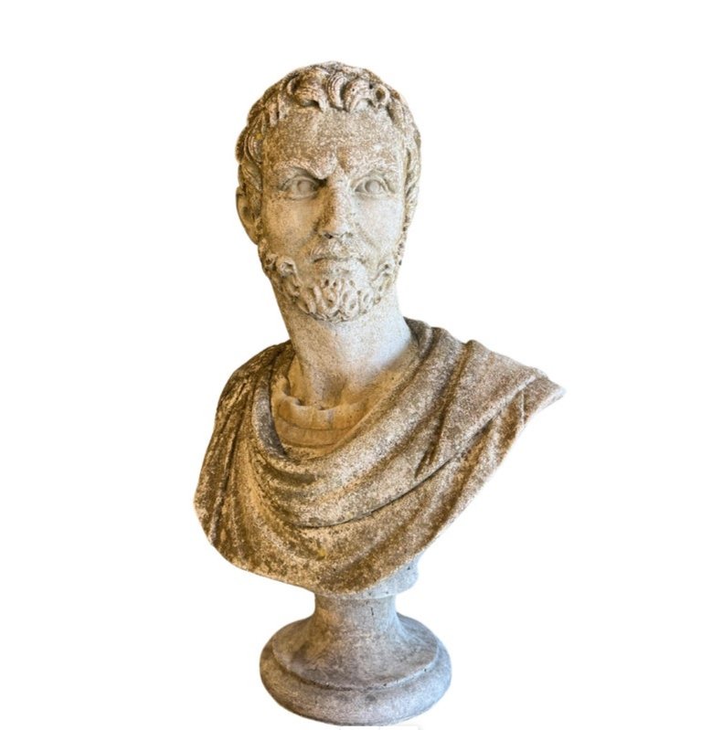 Italian Antique Stone Cast Bust of Marcus Aurelius Caracalla