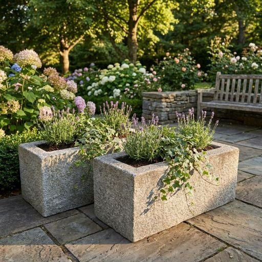 Italian Pair Granite Vases Rectangular .jpg