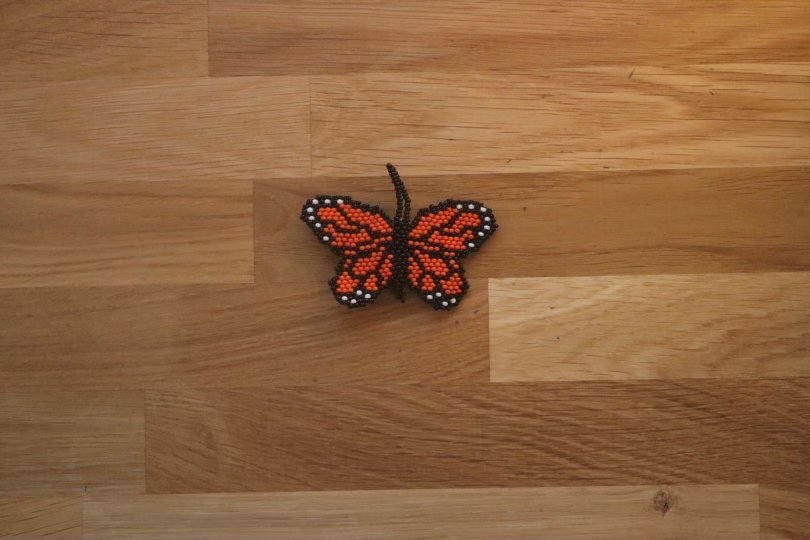 Monarch Butterfly Brooch Beaded