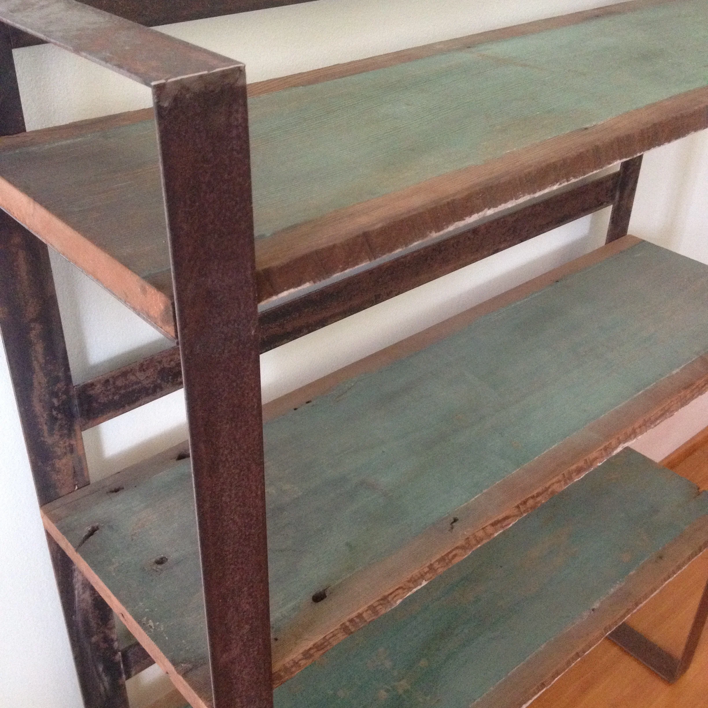 Reclaimed Redwood with Original Paint and Steel