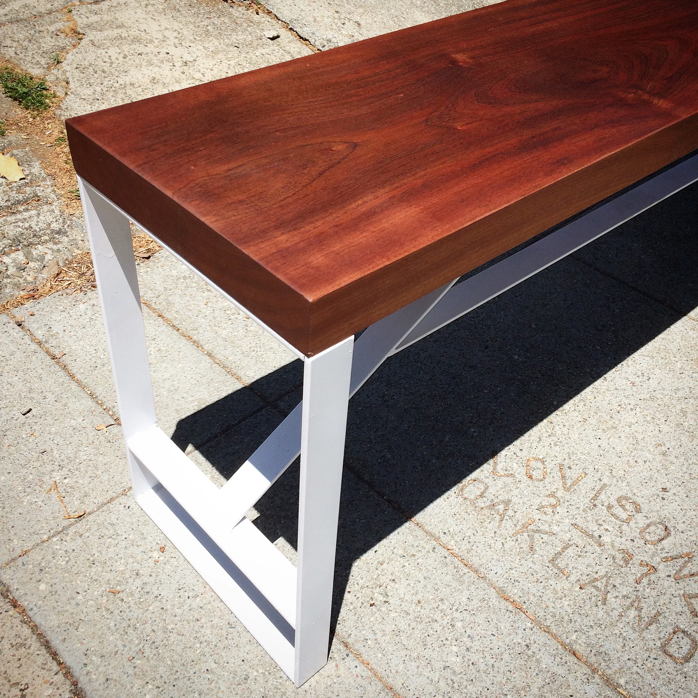 Sapele and White Steel Bench