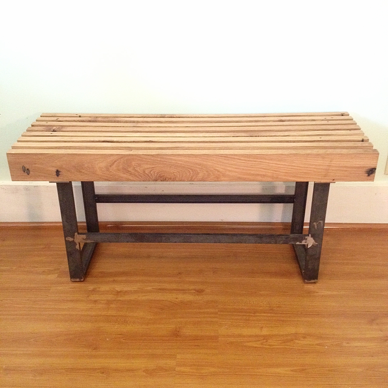 Reclaimed Oak Slatted Bench