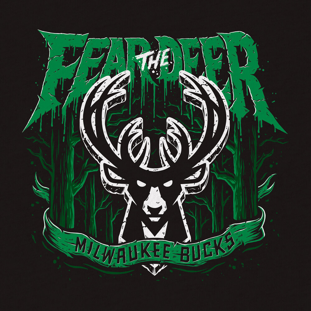 Milwaukee Bucks Fear The Deer Slogan - 4x4 Die Cut Decal at
