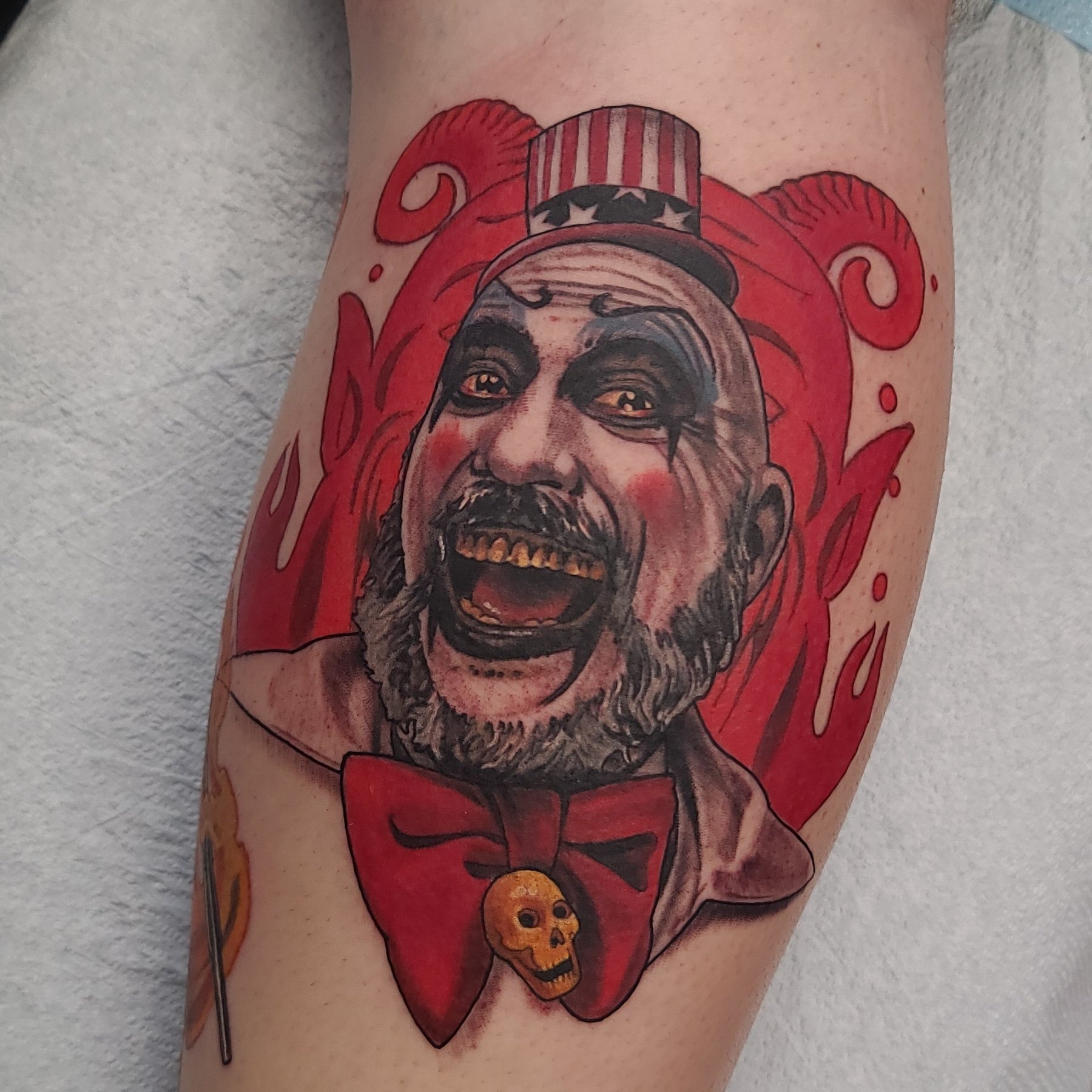 Just in time for Halloween tribute to the horror icon Captain SpauldingSid  Haig  rtraditionaltattoos
