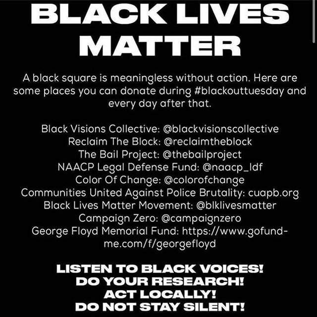 After seeing the reaction and impact of completely blacking out everyone&rsquo;s social media feed and realizing the implications of silencing an important movement, we have decided to replace it with information that could help.  Consider staying si
