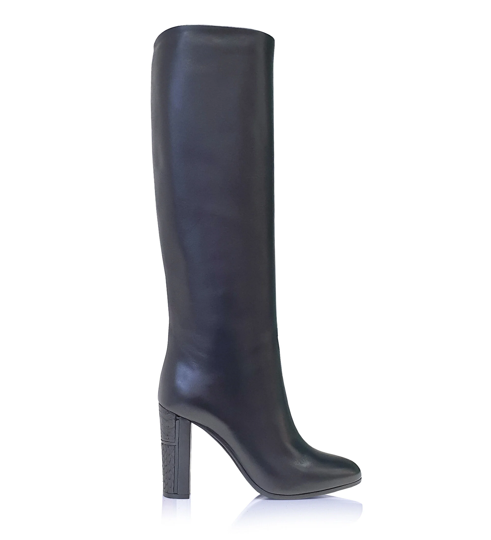 61.01 Stivaleria Cavallin-Mondrian Knee Boot-Black Nappa Exotic heel.jpg