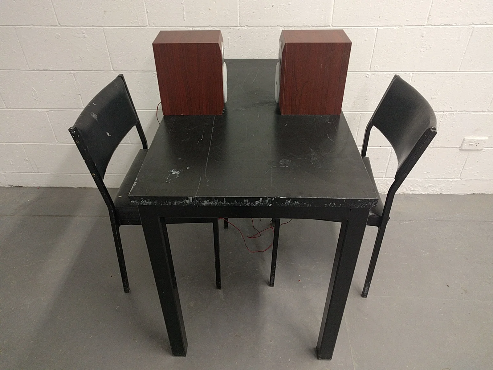 With chairs, on table..
