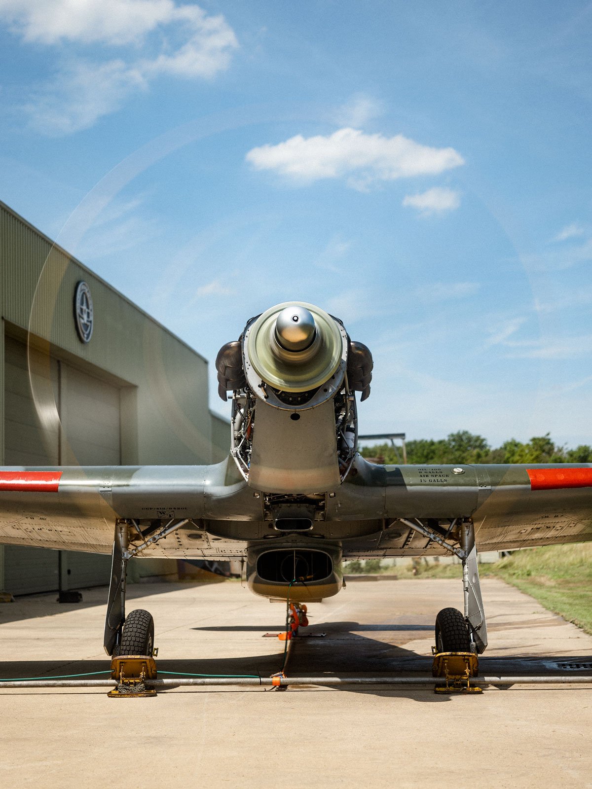 Hawker Hurricane IIB BE505 Rolls-Royce Merlin Engine running at ARCo Engineering Hangars maintenance facility.