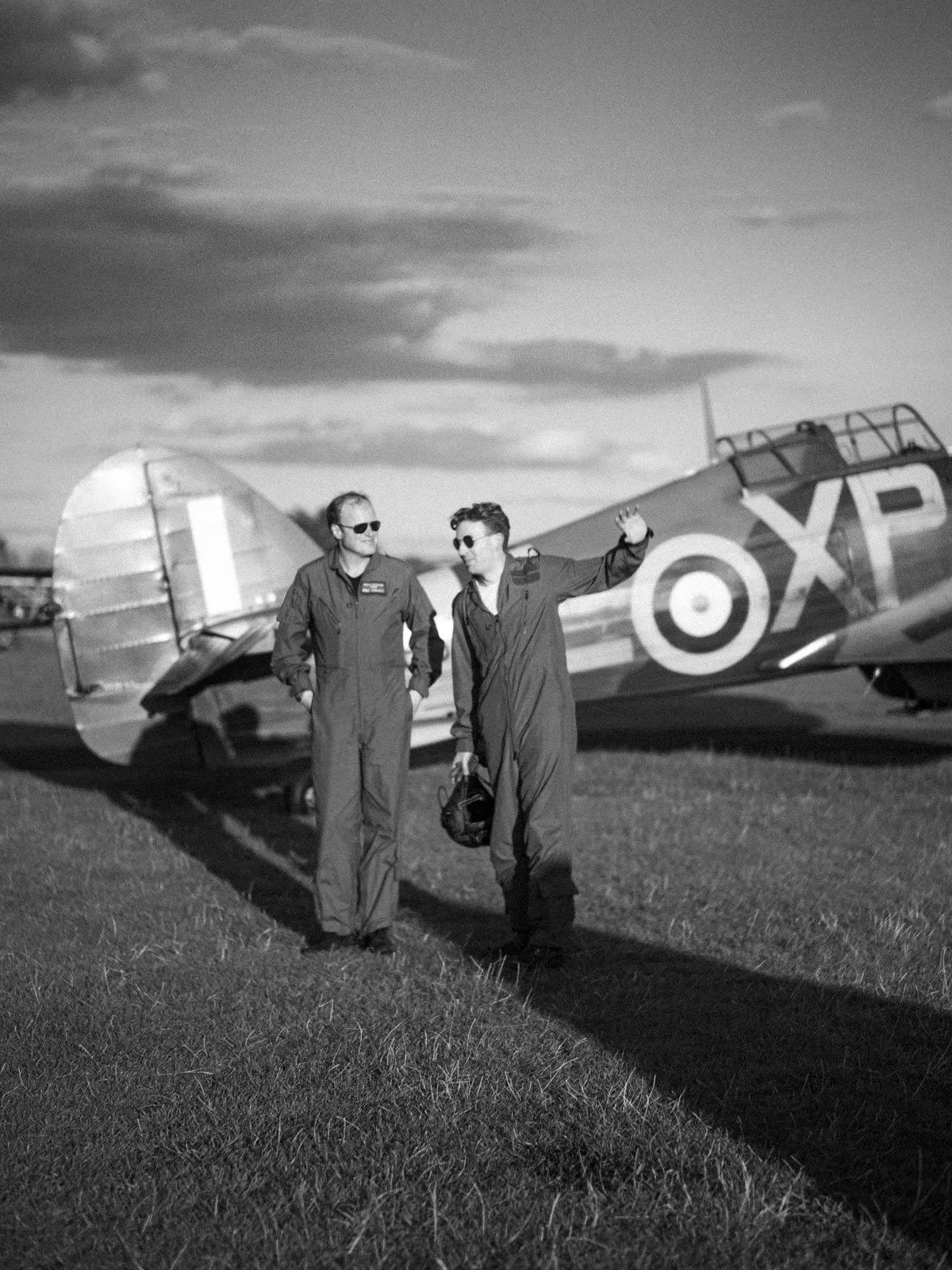 Hawker Hurricane IIB BE505 with pilot and Aerial Collective Duxford flight experience passenger.