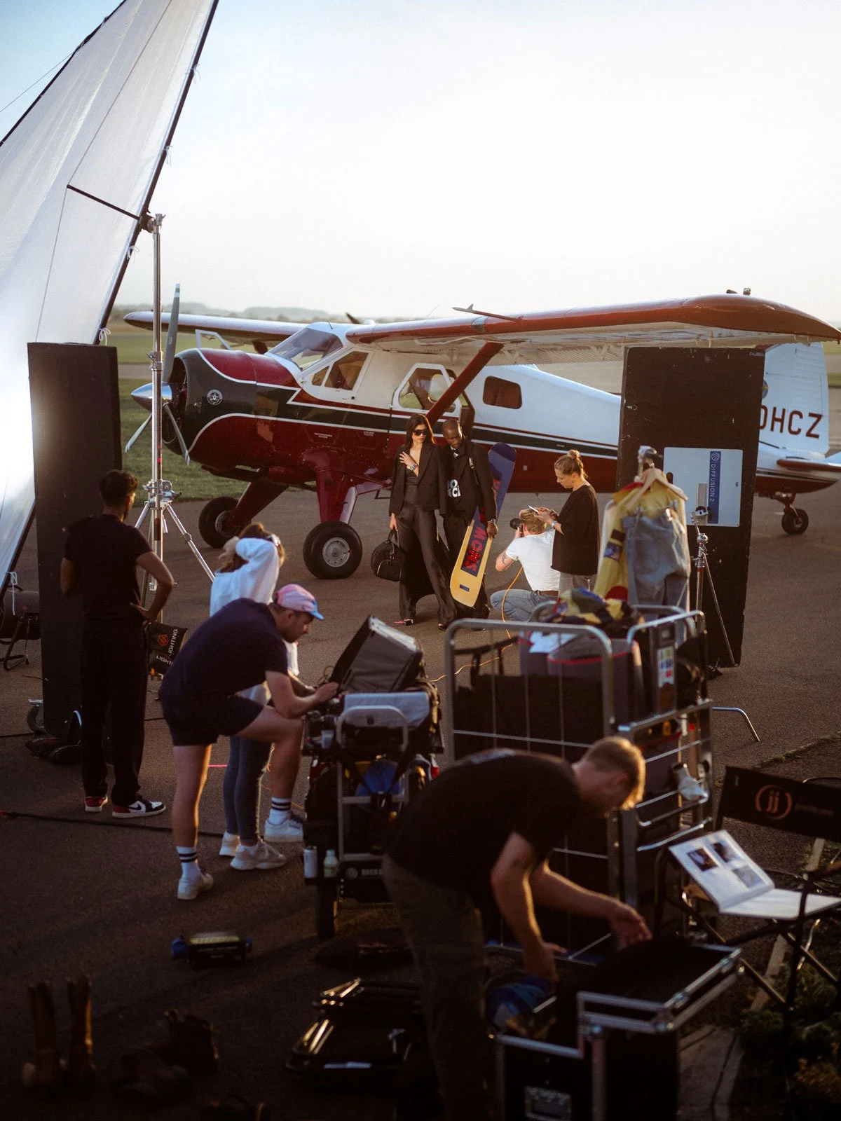 de Havilland Canada DHC-2 Beaver in fashion editorial photoshoot at ARCo Hangars Duxford Airfield.