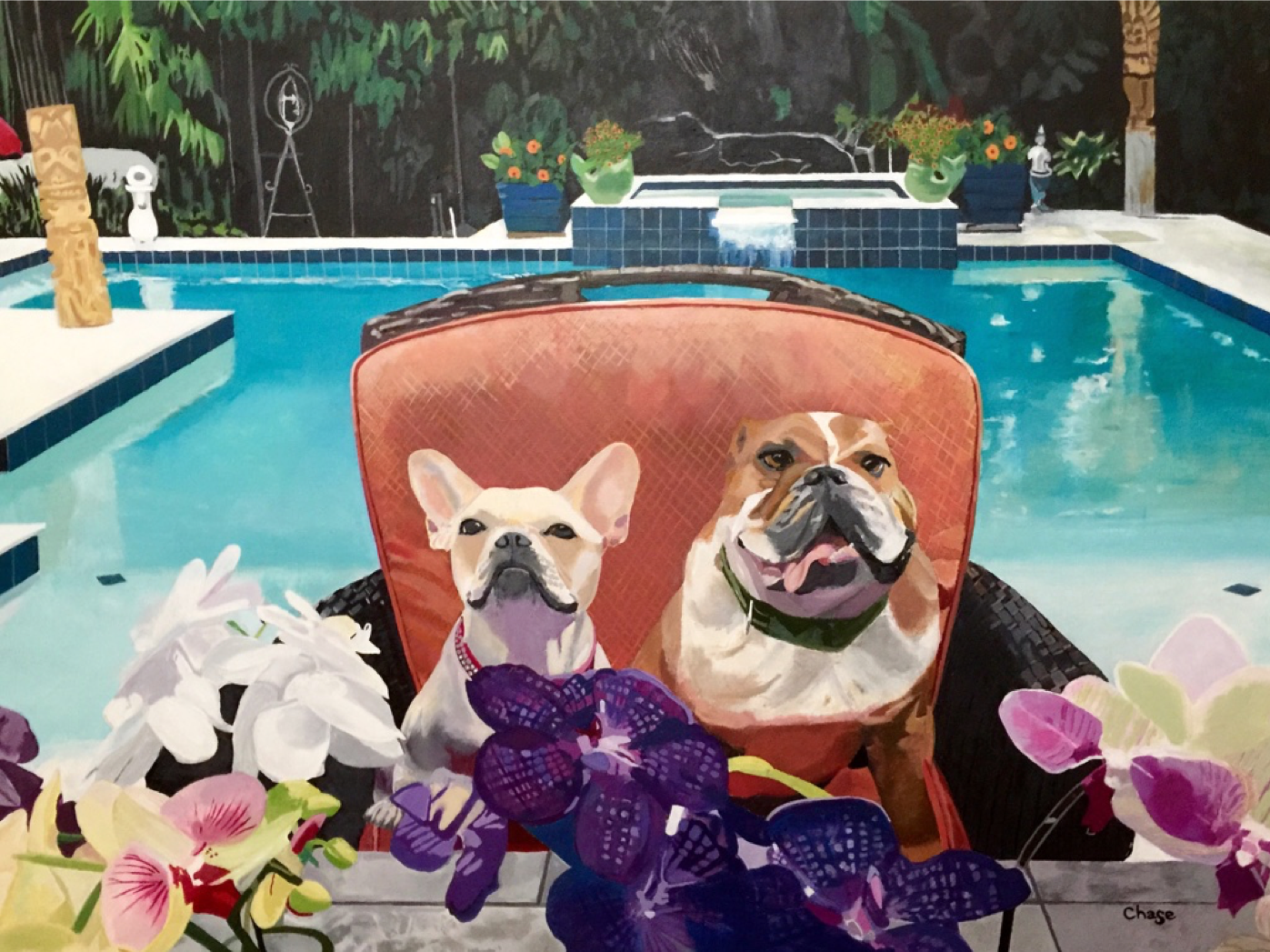 Portrait of French Bull Dog and English Bull Dog