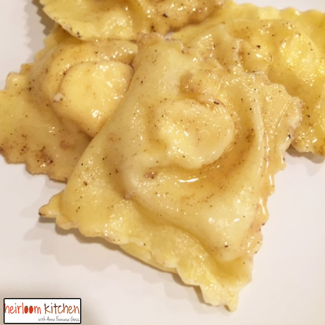 Ravioli in butter sage sauce