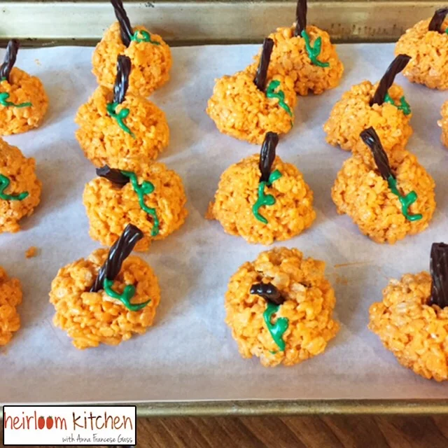 Sweet Tooth Friday (Cooking With Kids Edition!) Rice Krispie Pumpkins