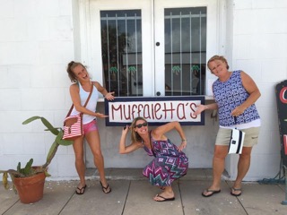 Bonnie's daughters & granddaughter outside of Maceo's