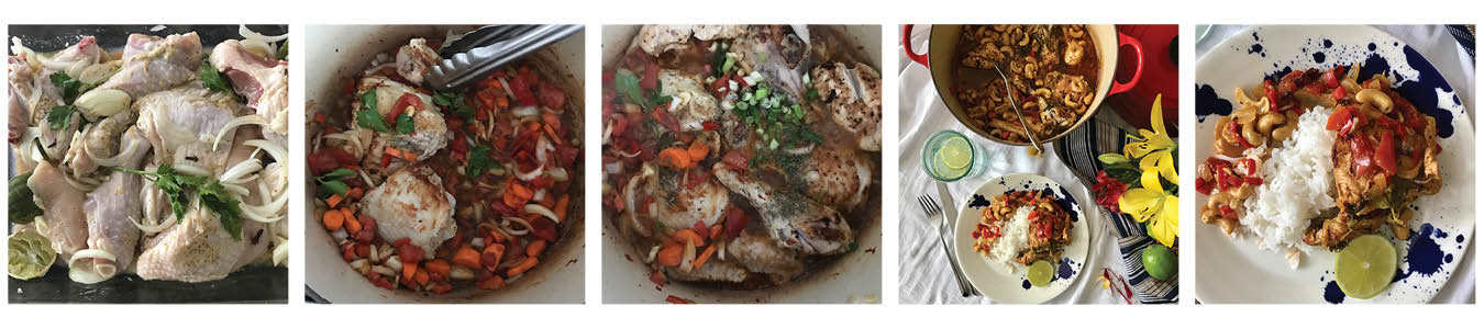 Haitian Cashew Chicken, Step by Step