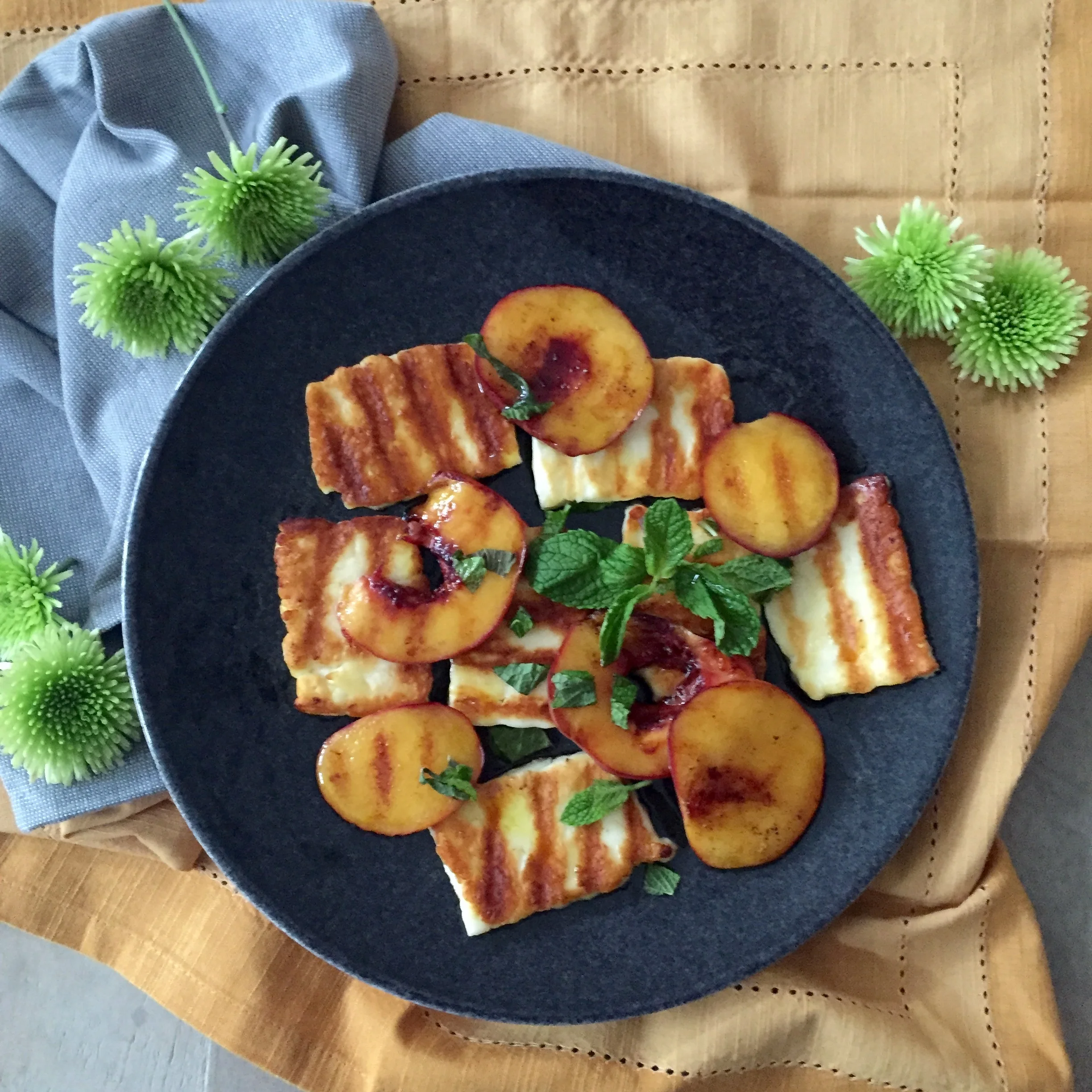 Grilled peaches & halloumi.