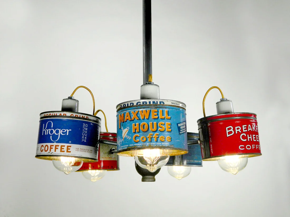 Old Coffee Can Chandelier