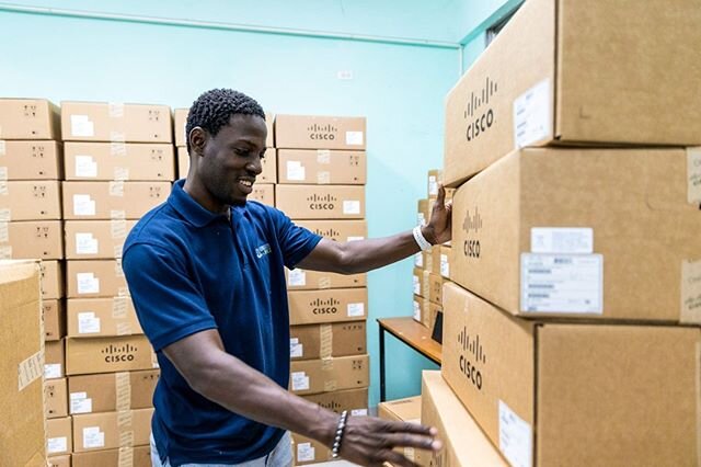 @ReginaldLiger checking out all of the boxes of @Cisco IT lab equipment that we donated to several schools in Haiti. He focused his love for tech and his amazing company to give back. You can do the same! If you're interested in getting involved in t