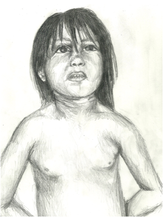 A drawing I did from a photograph of a Native American boy