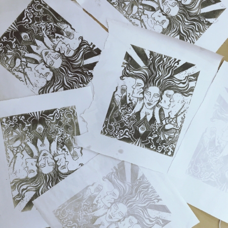 School Work: Expanding my illustrative voice to new mediums–linocut and woodcut printmaking.