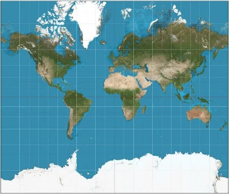 Mercator’s Projection Map, designed for navigational consistency