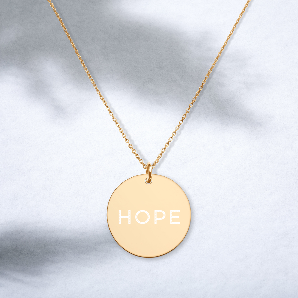 Outlined Engraved Silver Disc Necklace 