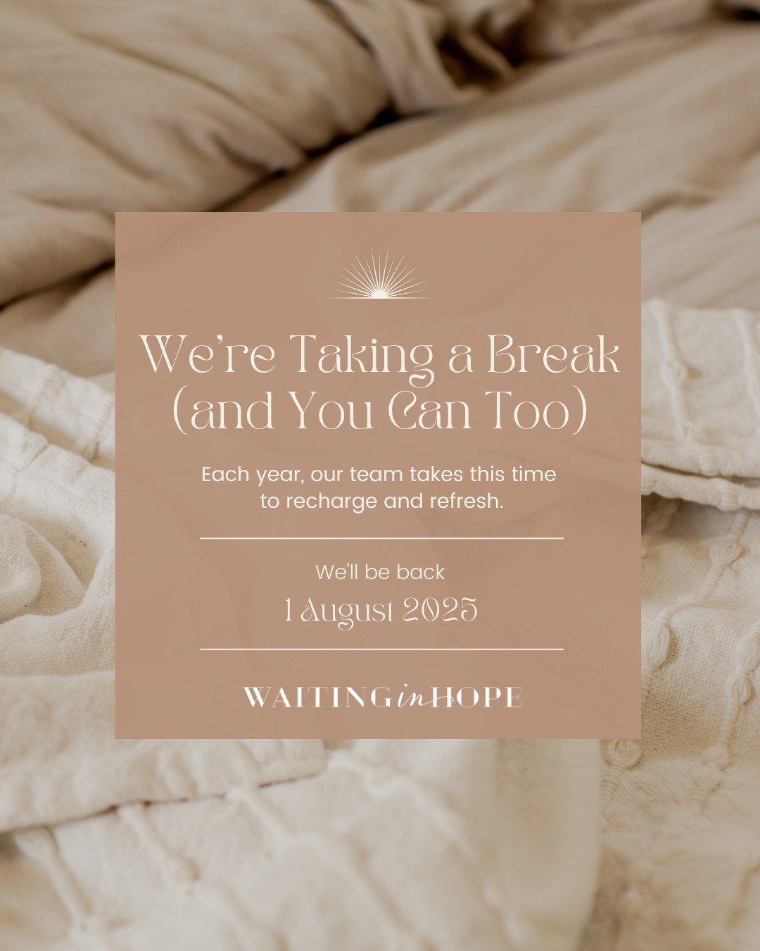 Each summer, our team steps away from social media for a short, intentional break&mdash;and this year is no different. Starting July 1st, we&rsquo;ll be logging off to rest, pray, listen, and prepare for the next season of ministry.

We want to invit