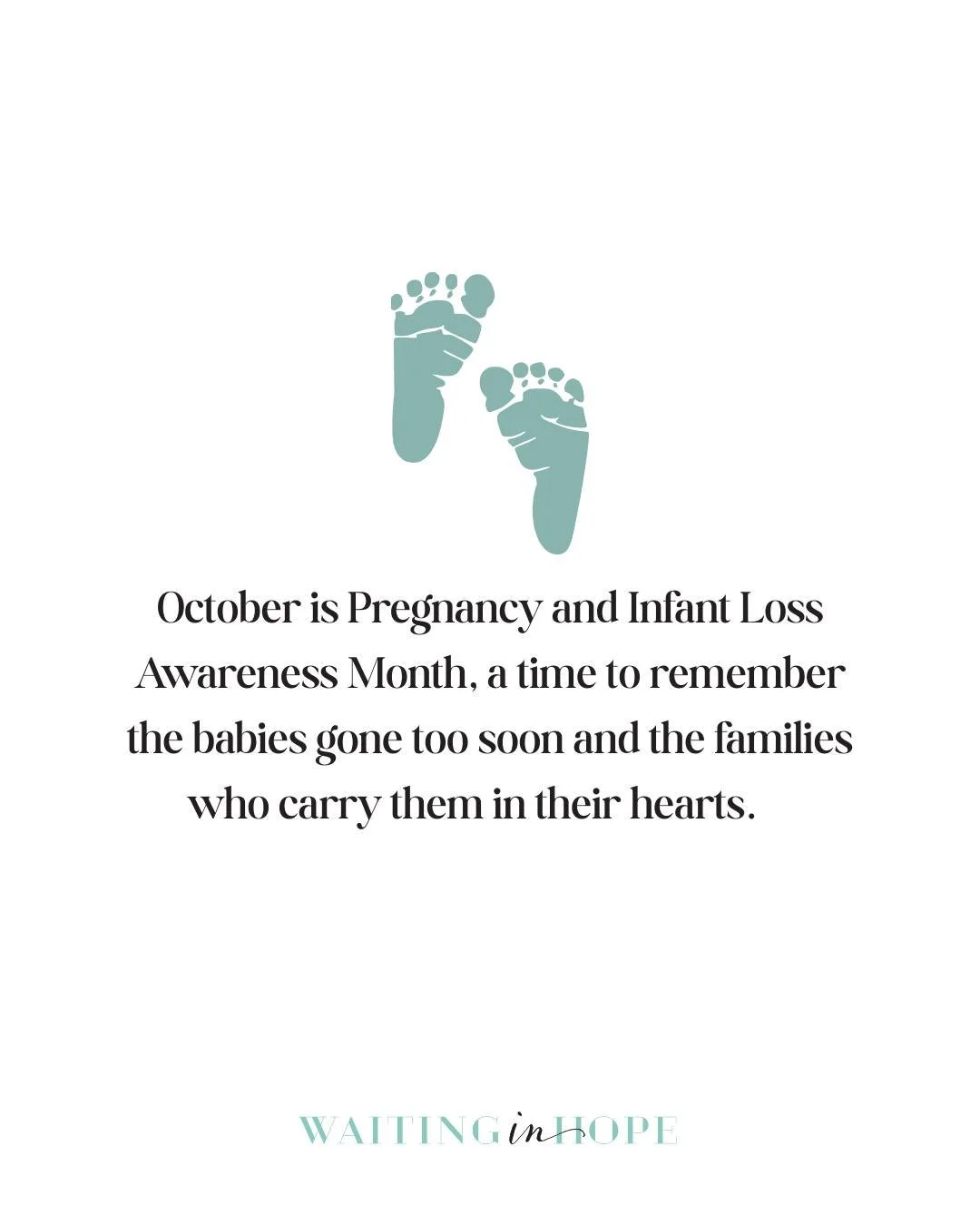 October is Pregnancy &amp; Infant Loss Awareness Month, a time to remember the babies gone too soon and the families who carry them in their hearts. 🤍

Throughout this month, Waiting in Hope is leading the &quot;Pray for One&quot; Campaign, partneri