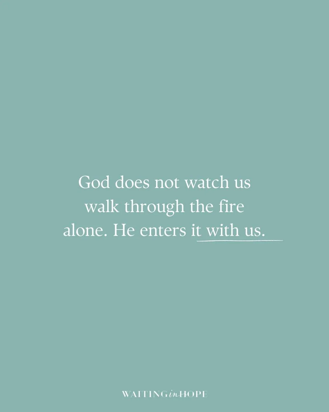 Read Isaiah 43:1&ndash;2

Waiting can feel lonely, especially when life seems to move forward for everyone else. Infertility has a way of making you feel stuck, unseen, or left behind. But Scripture reminds us that God does not watch us walk through 