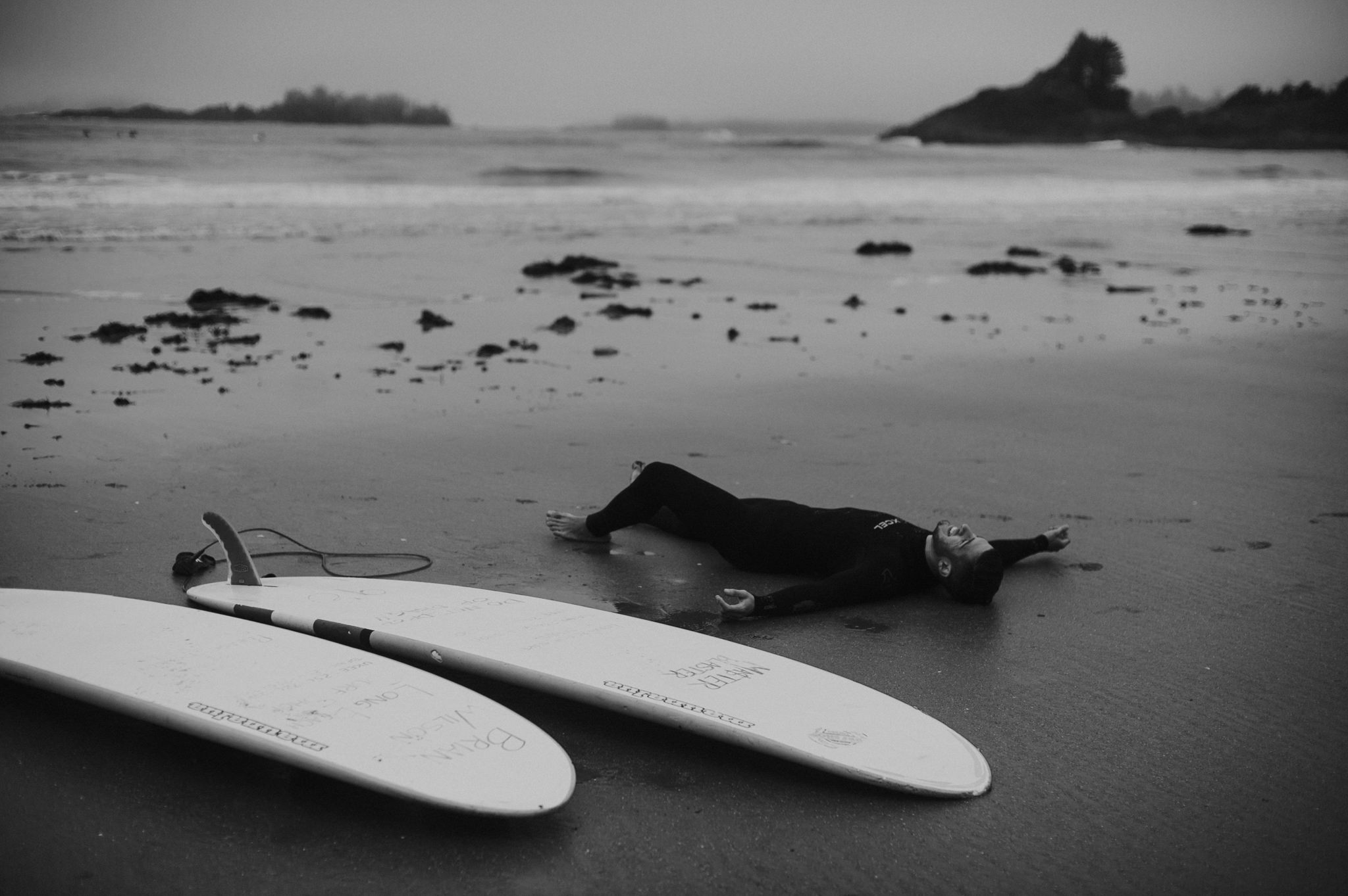 Surfer relaxing in Tofino