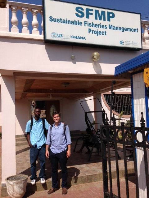 Max and Evans at the SFMP building in Ghana.