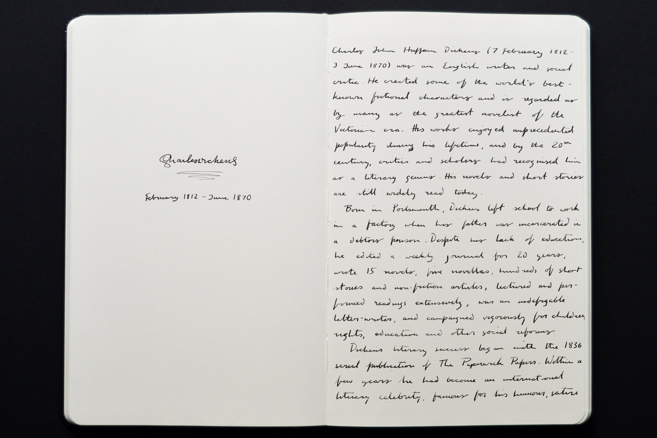 Handwriting Study // Charles Dickens (1812 - 1870) // Personal Project (Copy)