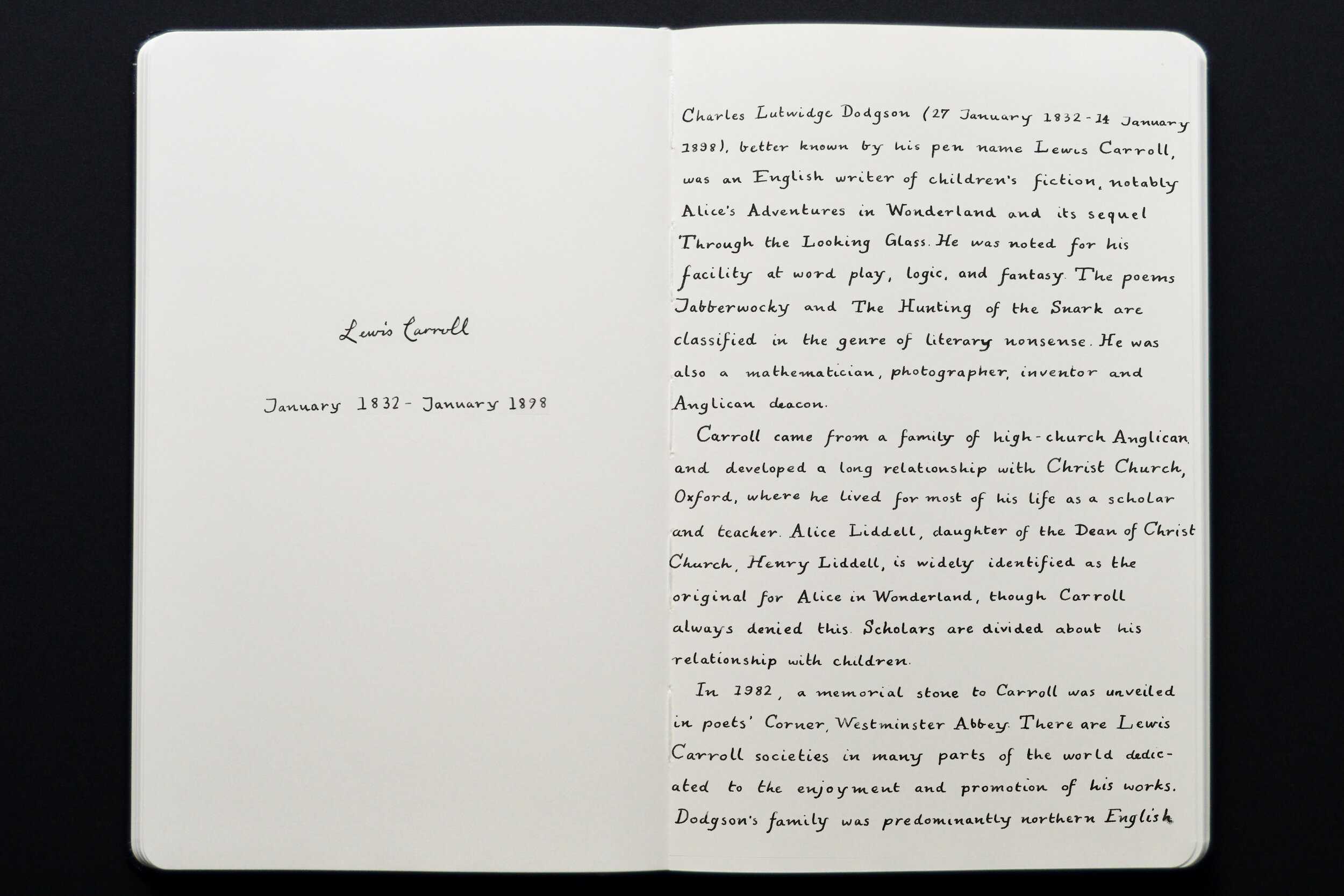 Handwriting Study // Lewis Carroll (1832 - 1898) // Personal Project (Copy)