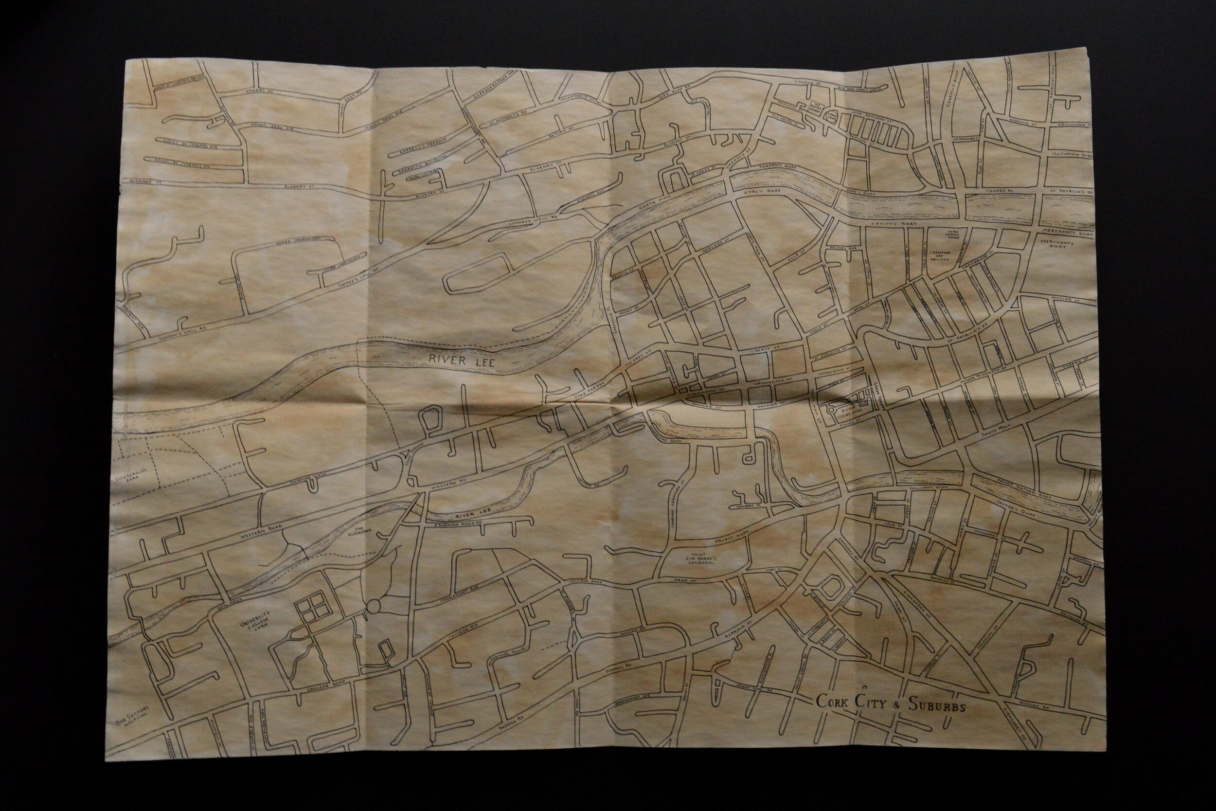Hand Drawn Map of Cork City // Paper, Ink, and Tea (Copy)