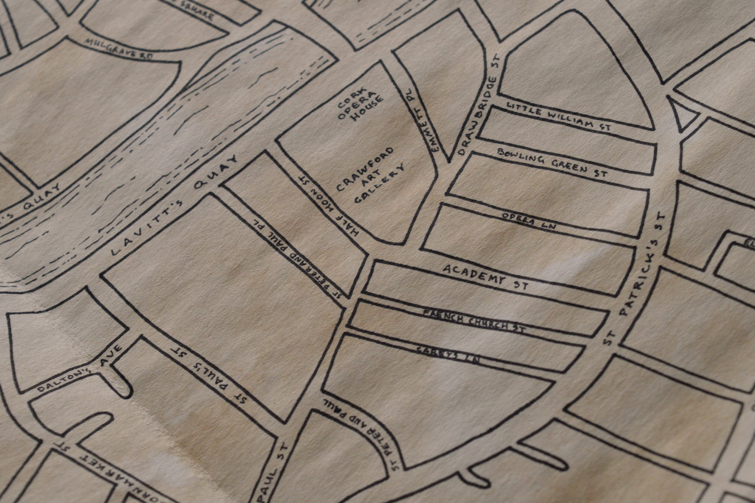 Hand Drawn Map of Cork City // Paper, Ink, and Tea (Copy)