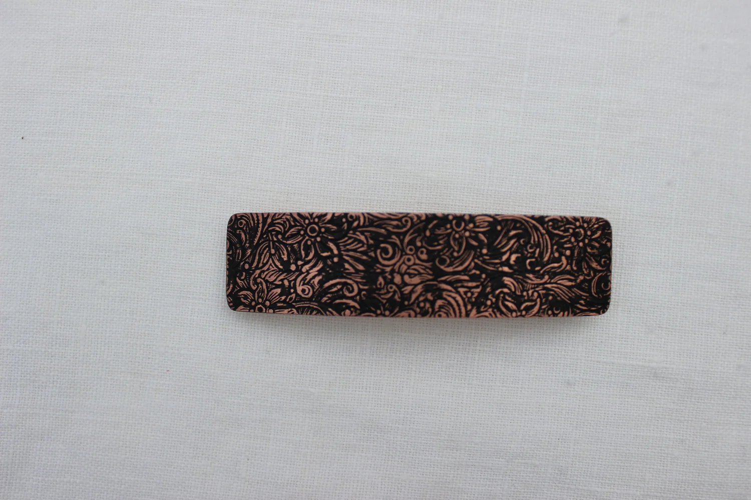 Copper Oval or Rectangle Victorian Patterned Barrette with  display picture 2