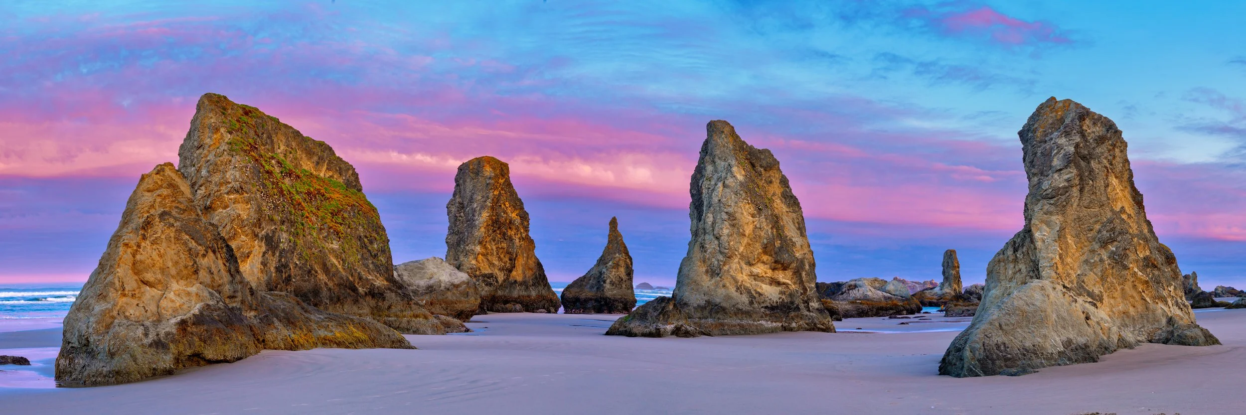 Bandon Beach Oregon Landscape Photography of sunset at the rocky beach