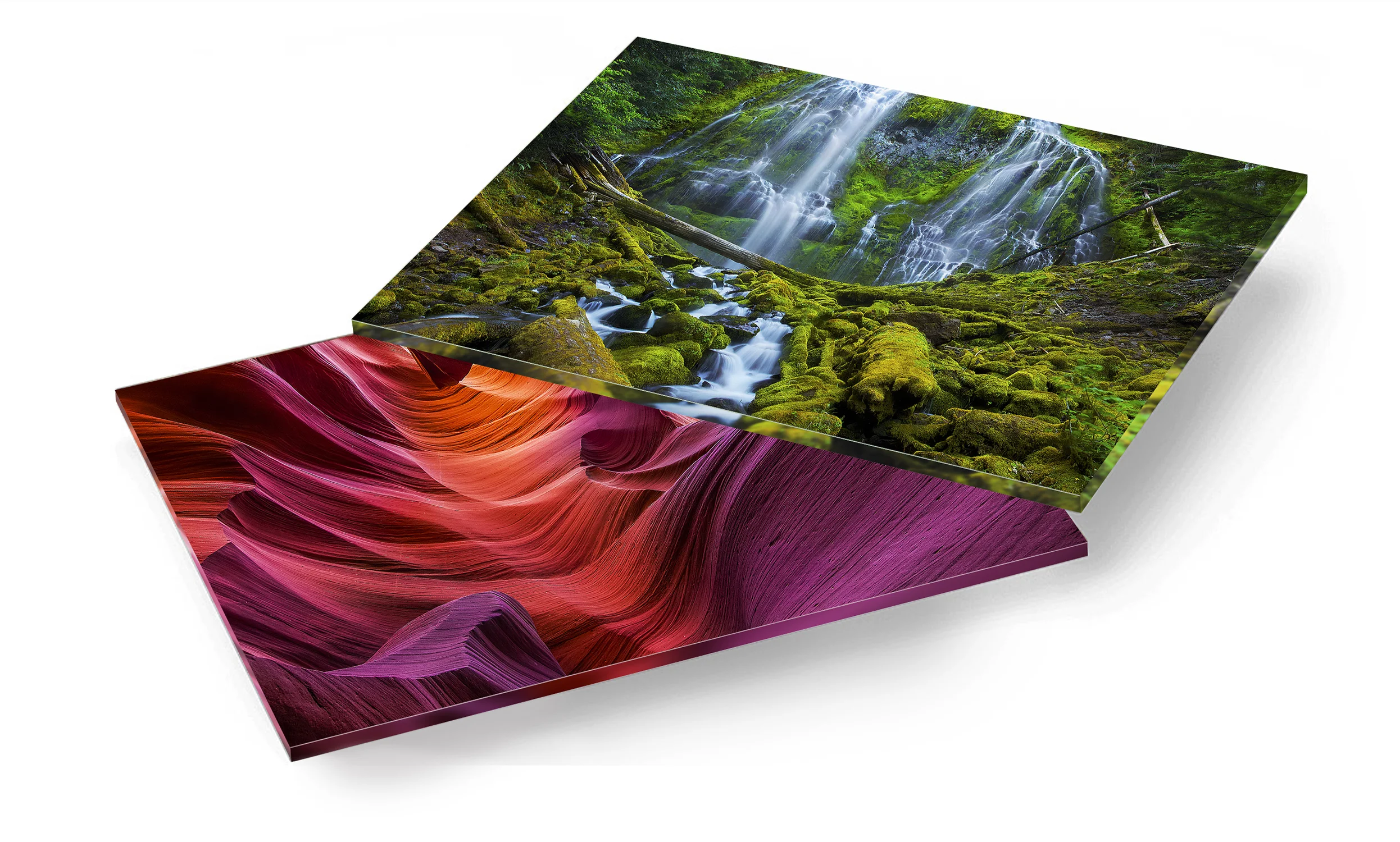 Large Wall Art Prints of Landscape Photography Printed on Lumachrome Acrylic and ChromaLuxe Metal.