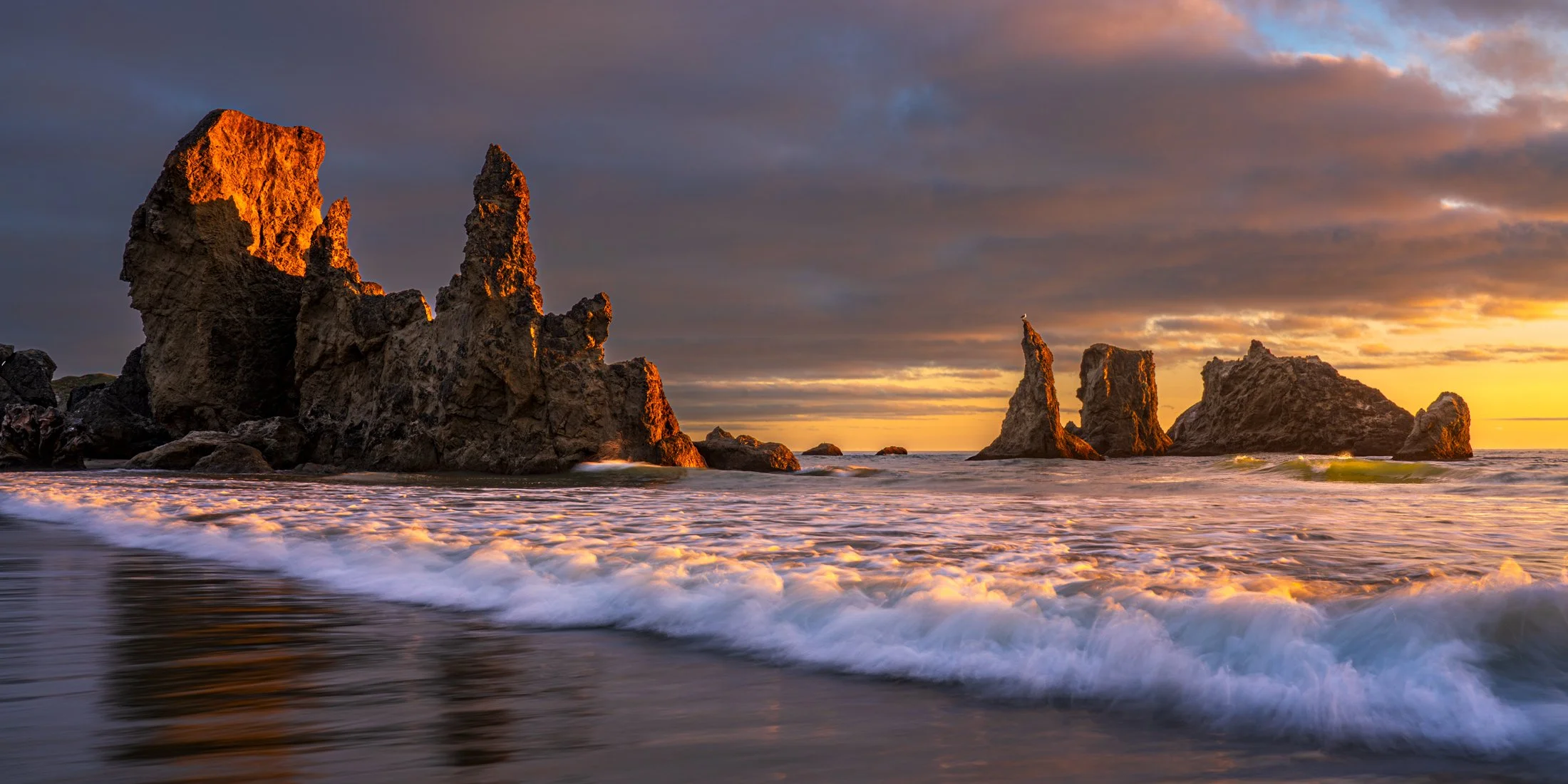 Landscape photo print of sunset on Oregon coast at Bandon Beach