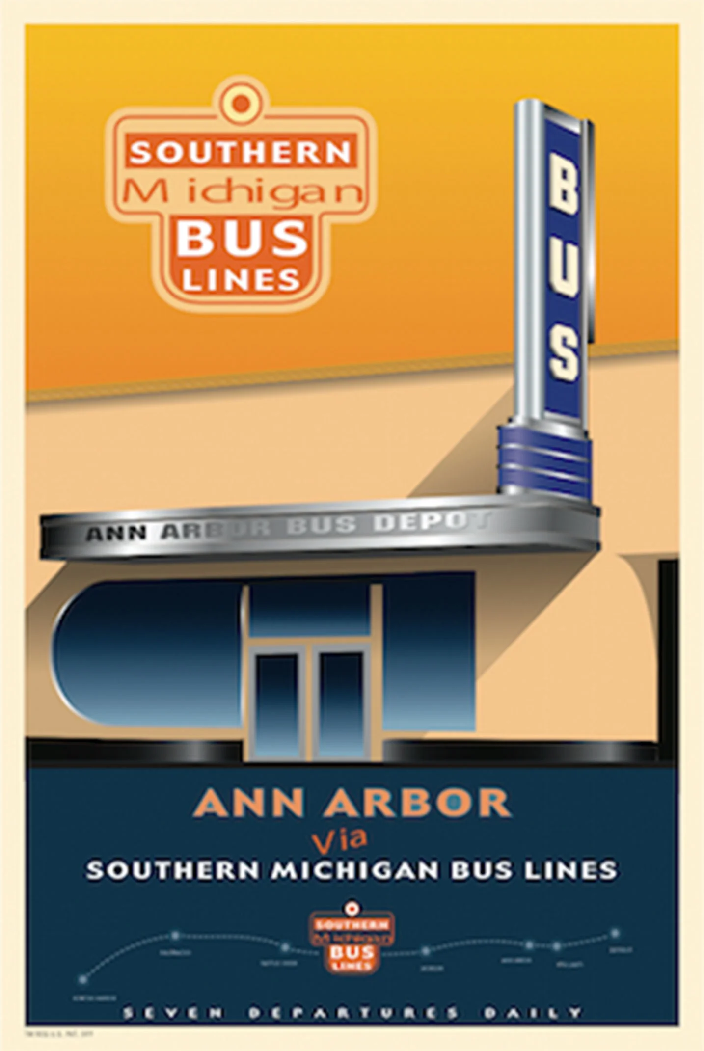 Southern Michigan Bus Lines Ann Arbor Poster