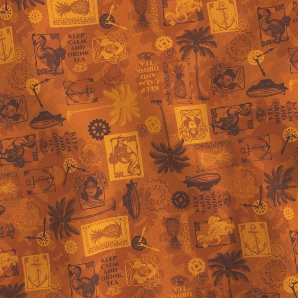 Steampunk Aloha fabric - in Island Rust - Find it on Spoonflower