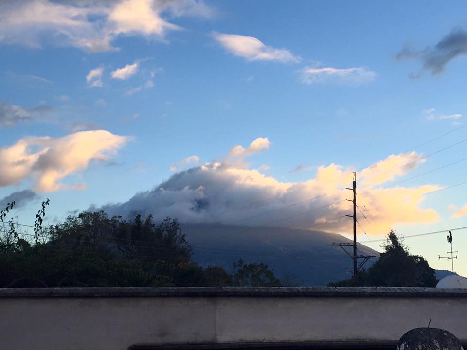 The beautiful view from our rooftop in Antigua.