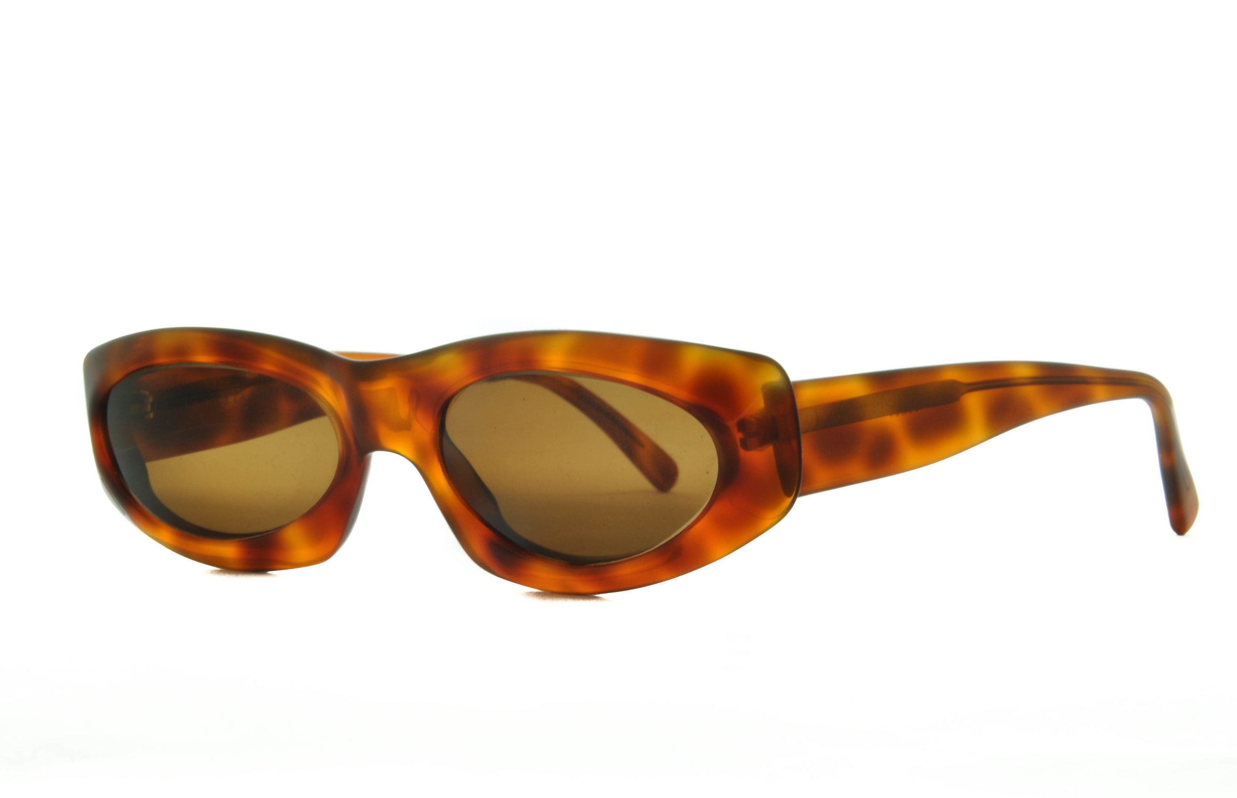 Club LA 8001 Oval Thick Plastic Blond Leopard Black Sunglasses 90s Italy NOS 