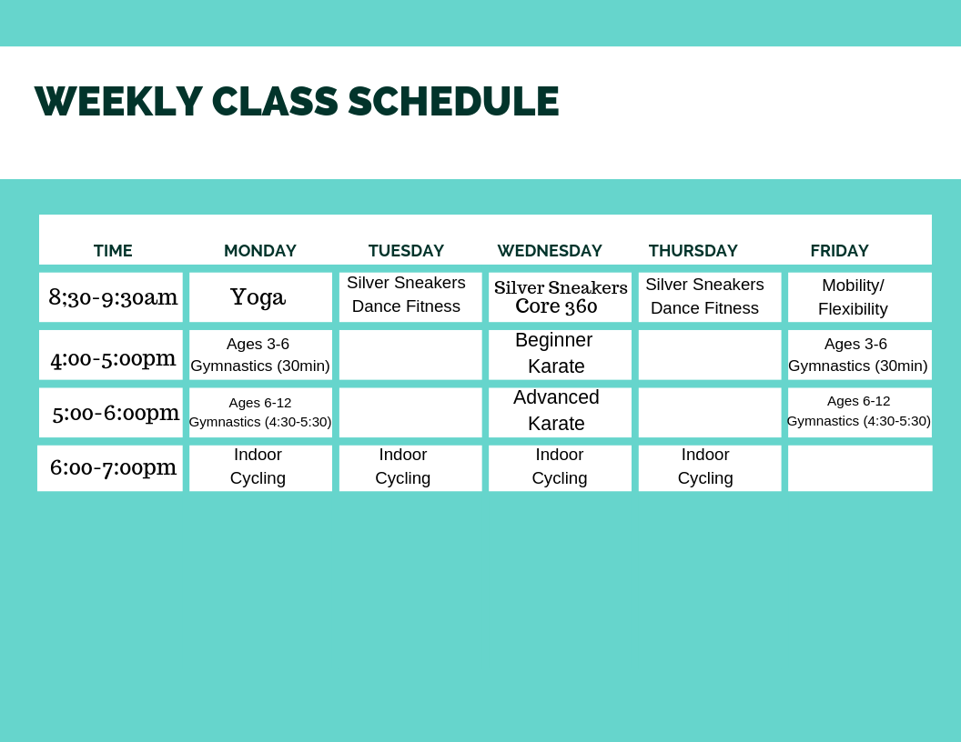 *Gymnastics and Karate are Seasonal*