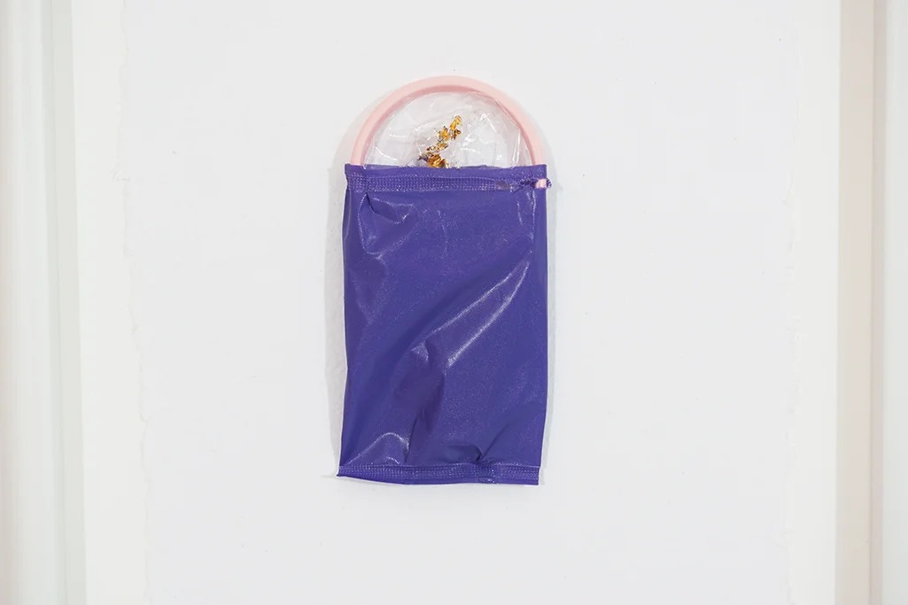 Day 5, Gold Leaf on Soft Cup, Purple Wrapper on Paper, 12''x16'', 2018
