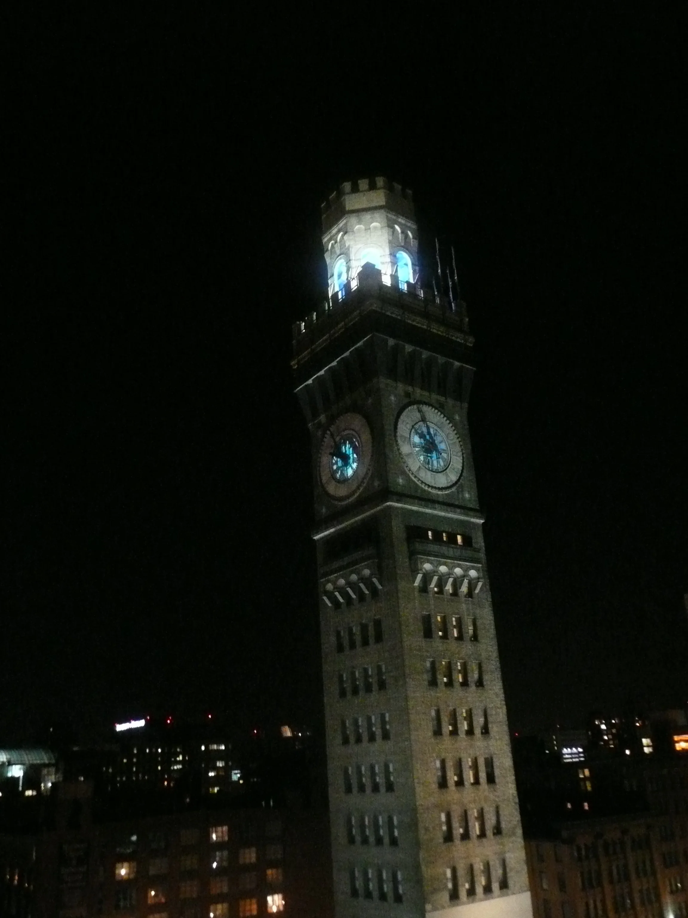 Exterior view of the Bromoseltzer Tower projections, Summer 2012