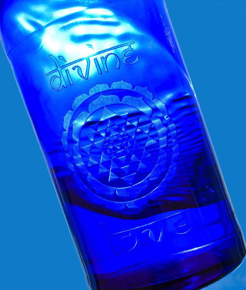 Love Bottle Glass Water Bottle (Mandala - Blue), Made in USA