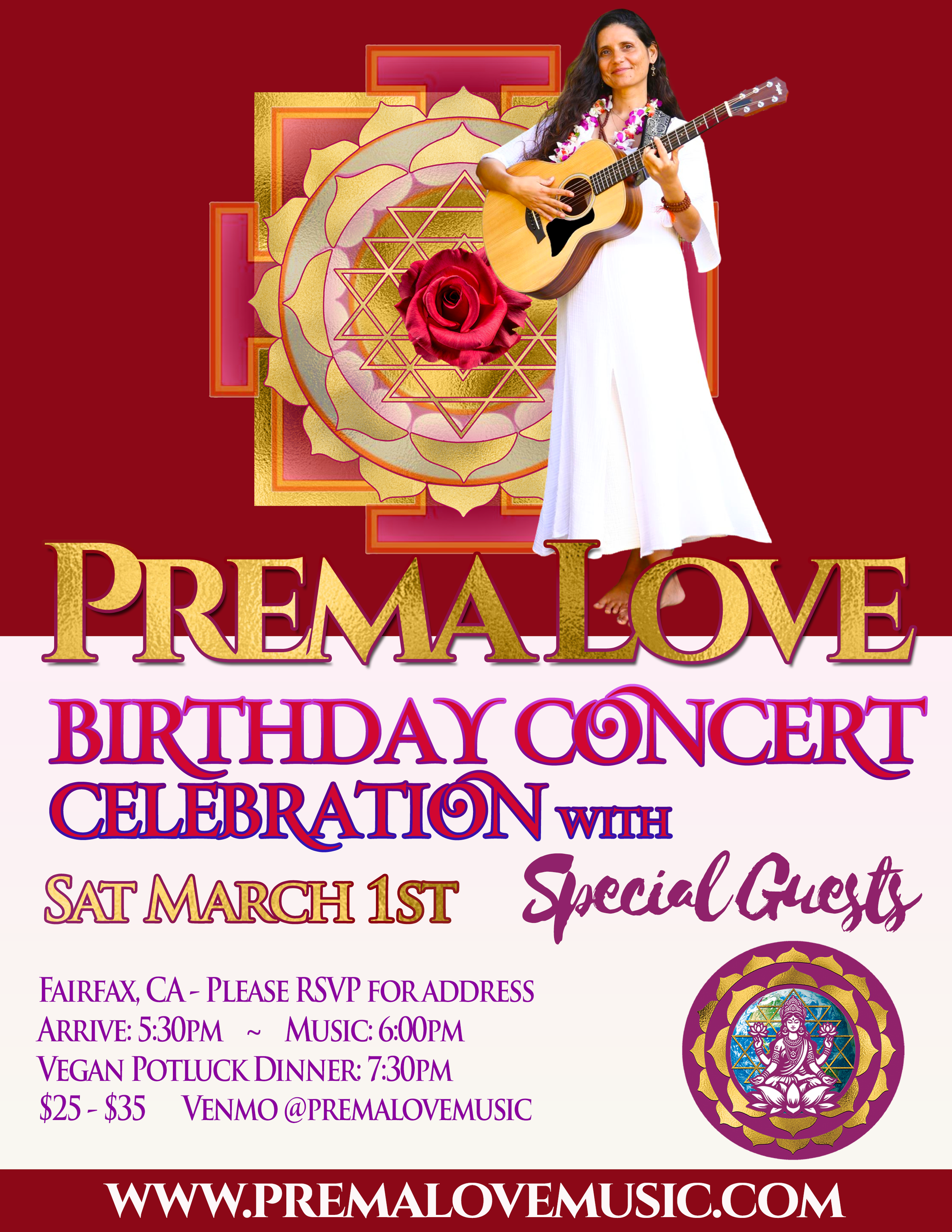 Prema Love Birthday Concert & Vegan Dinner